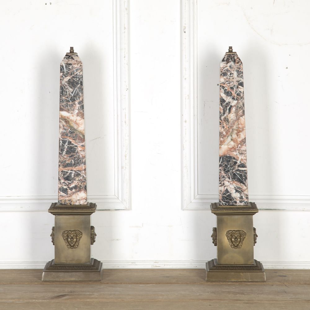 Pair of Marble Obelisk Lamps LL0314931