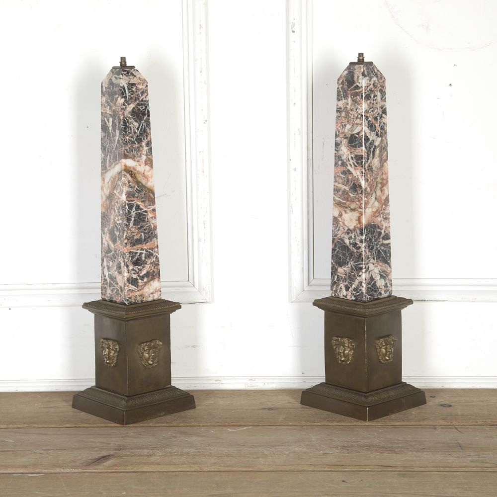Pair of Marble Obelisk Lamps LL0314931