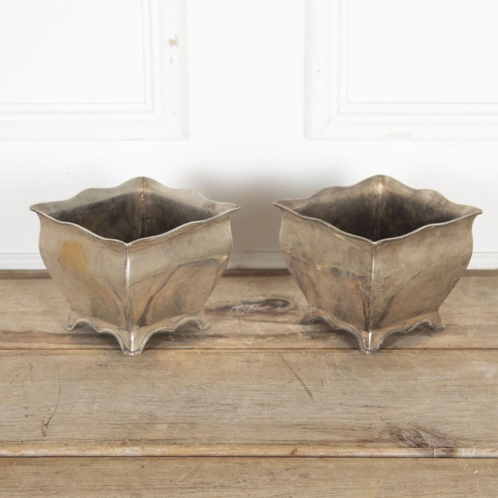 Pair of 20th Century Silver Plated Table Top Planters GA8024550