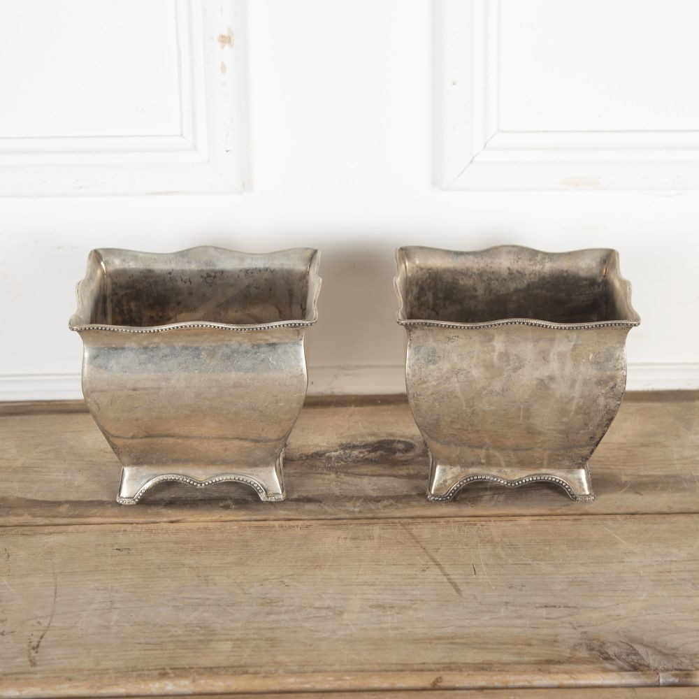 Pair of 20th Century Silver Plated Table Top Planters GA8024550