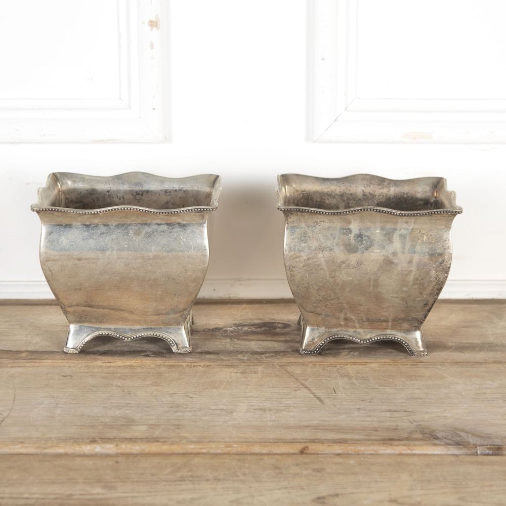 Pair of 20th Century Silver Plated Table Top Planters GA8024550
