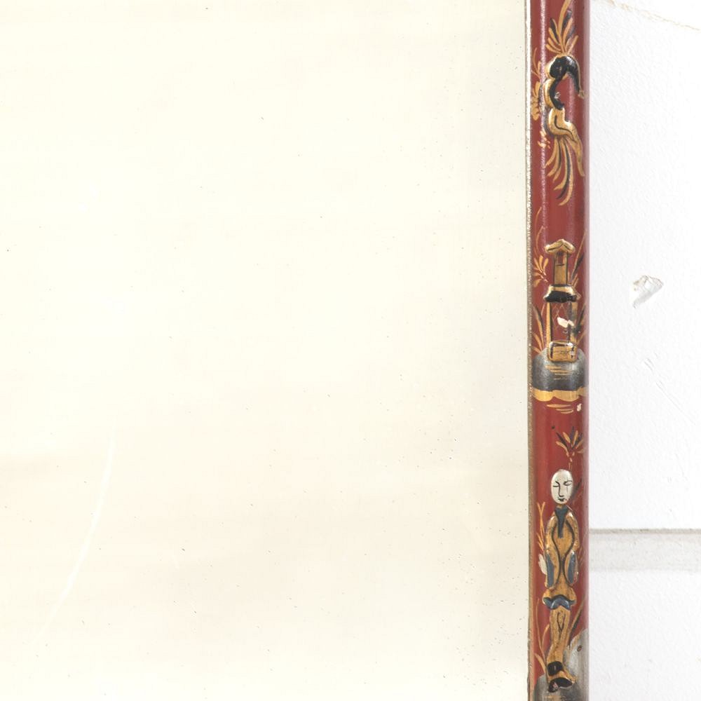 Red Lacquered Chinoiserie Mirror MI285246