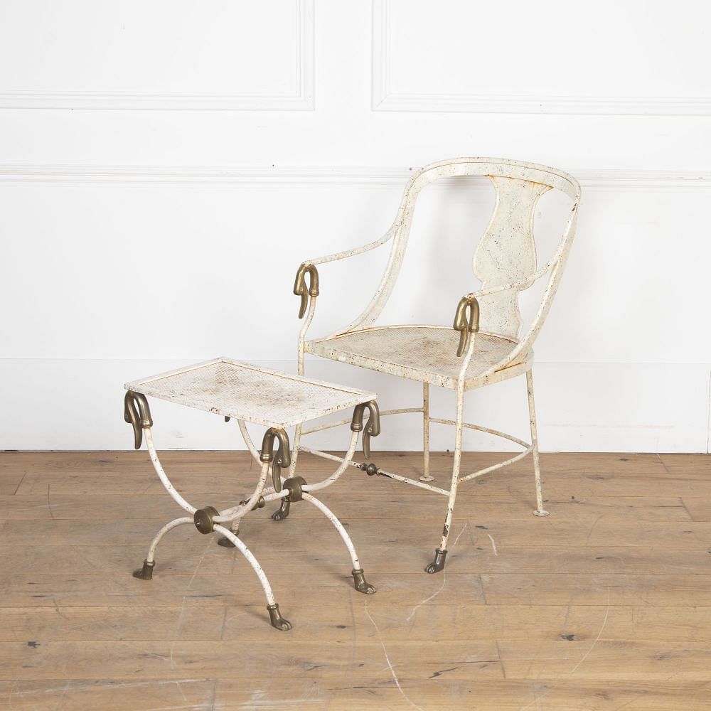 20th Century French Metal Table and Chair DA8121887