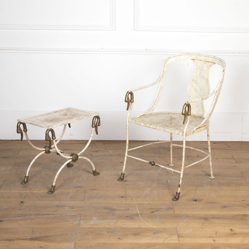 20th Century French Metal Table and Chair DA8121887