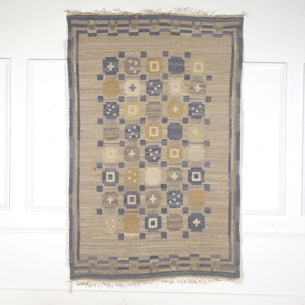 Swedish Blue and Grey Flatweave Rug RT2712597