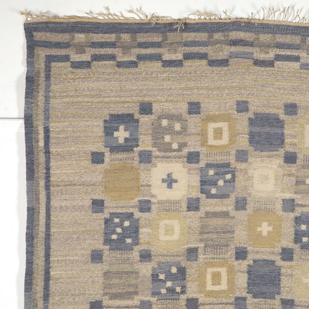 Swedish Blue and Grey Flatweave Rug RT2712597