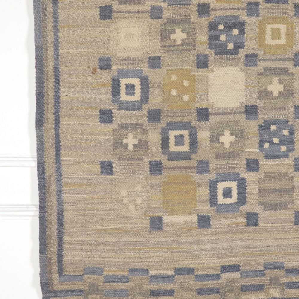Swedish Blue and Grey Flatweave Rug RT2712597