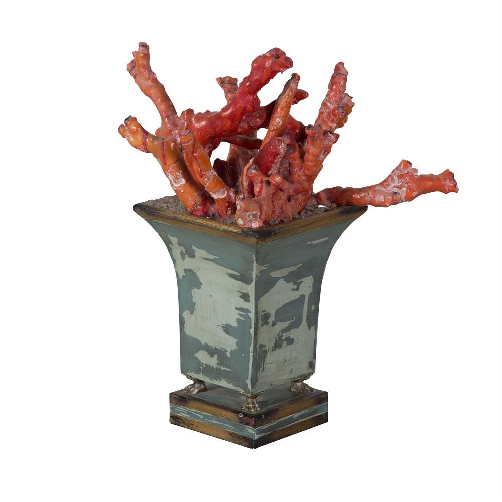 Pair Red Bamboo Coral Planters DA289153