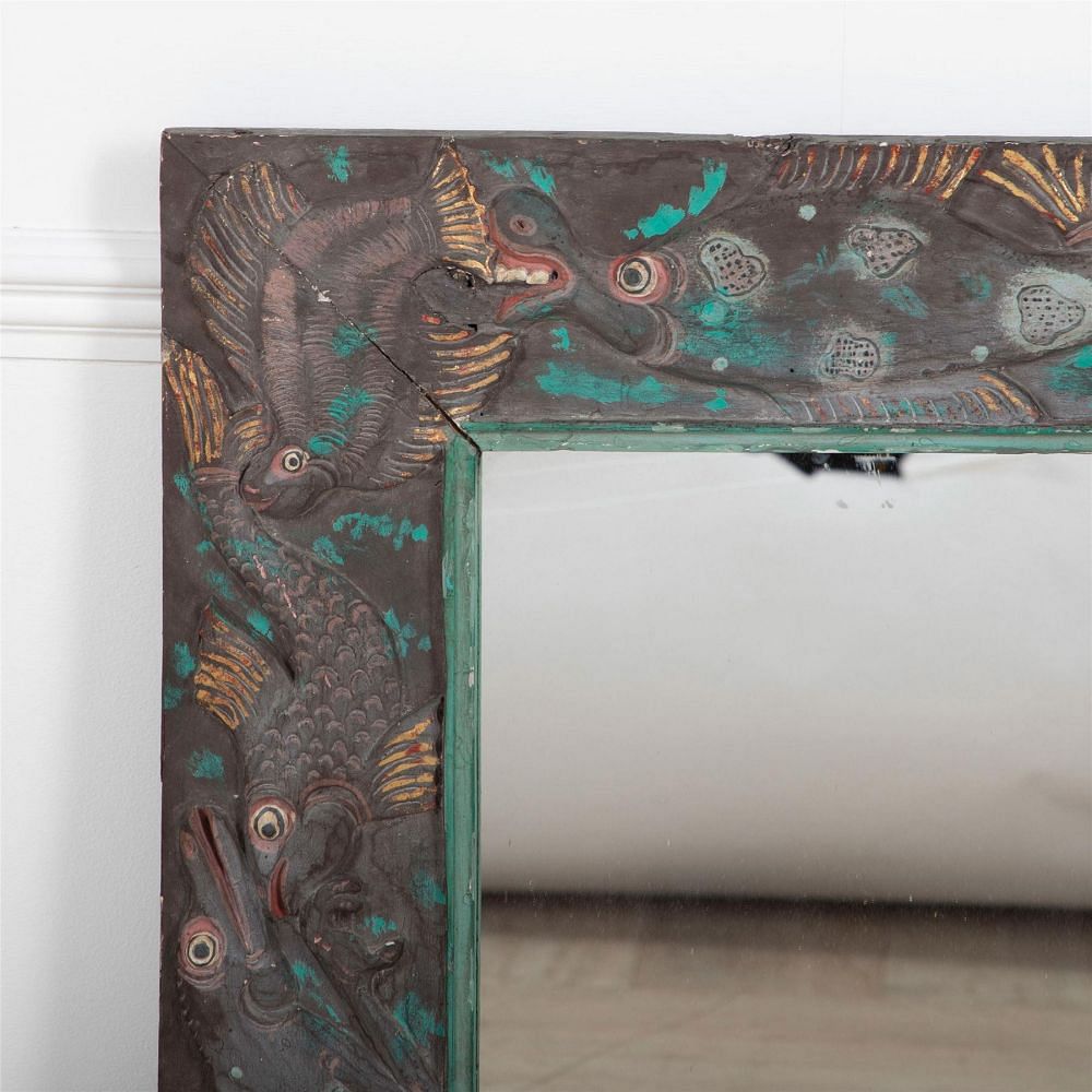 Mirror with Carved and Painted Fish Frame MI0561534