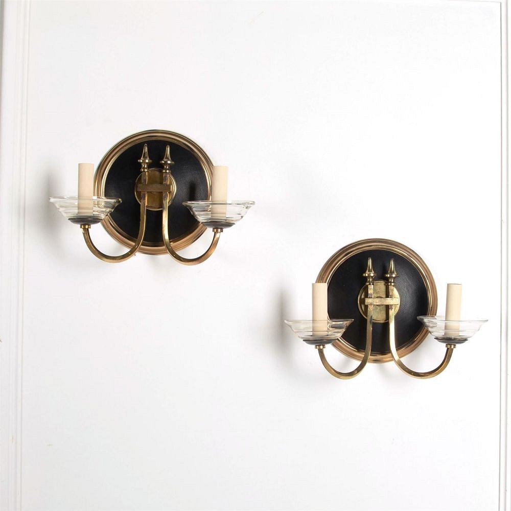 Leather and Brass Wall Sconces LW2161391