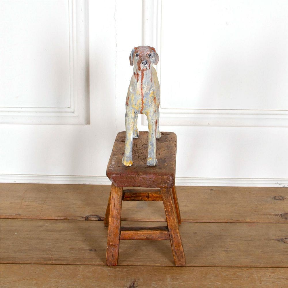 Sculpted Dog Statue On A Wooden Base DA287304