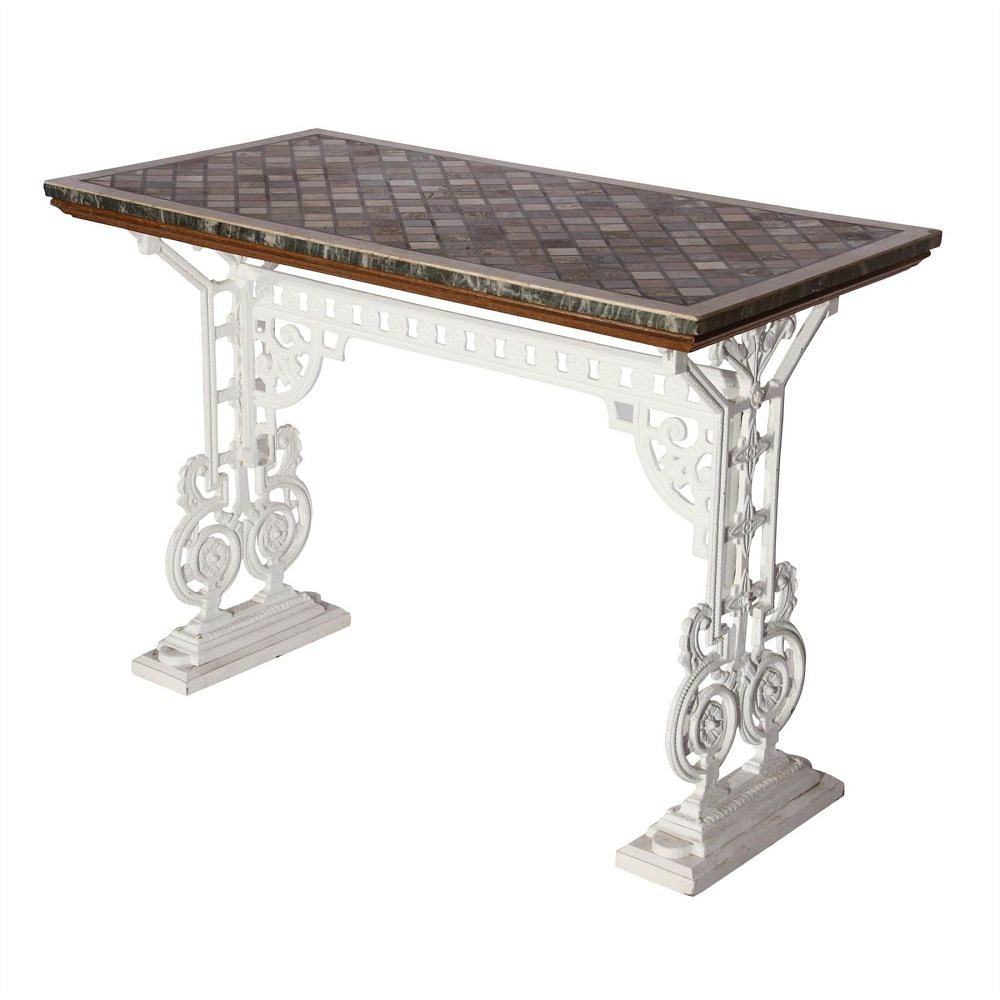 Cast Iron Centre Table with Marble Top TC101614
