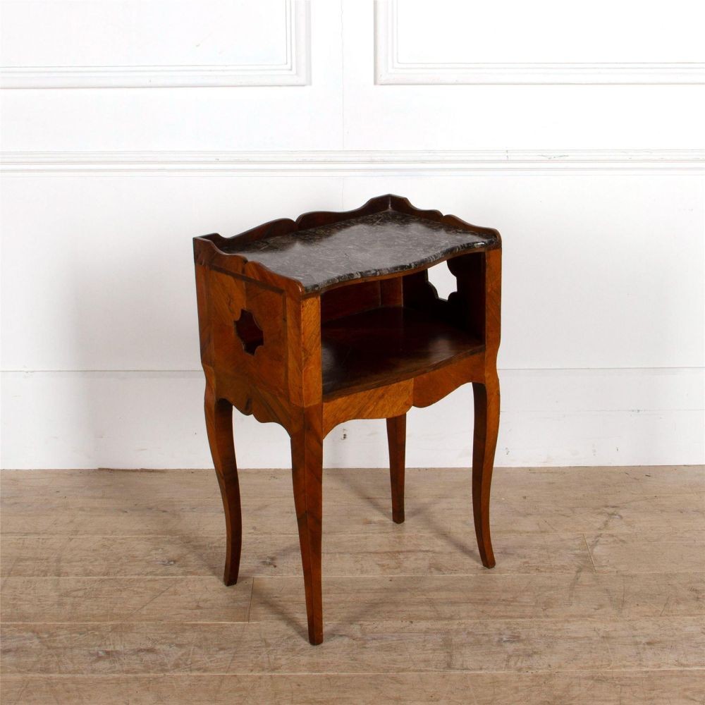 French Grey Marble Topped Bedside Table BD287299