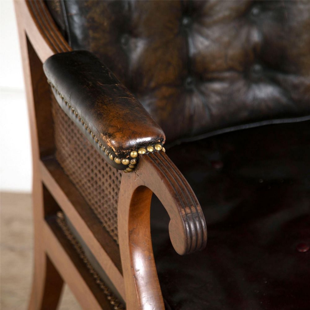 Regency Cane Bergere Chair with Leather Pads CH287363