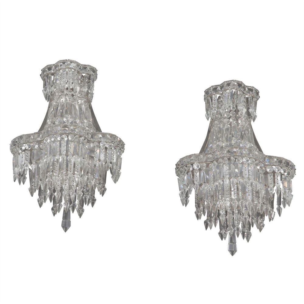 Pair of Crystal Wall Lights c.1930 LW213473