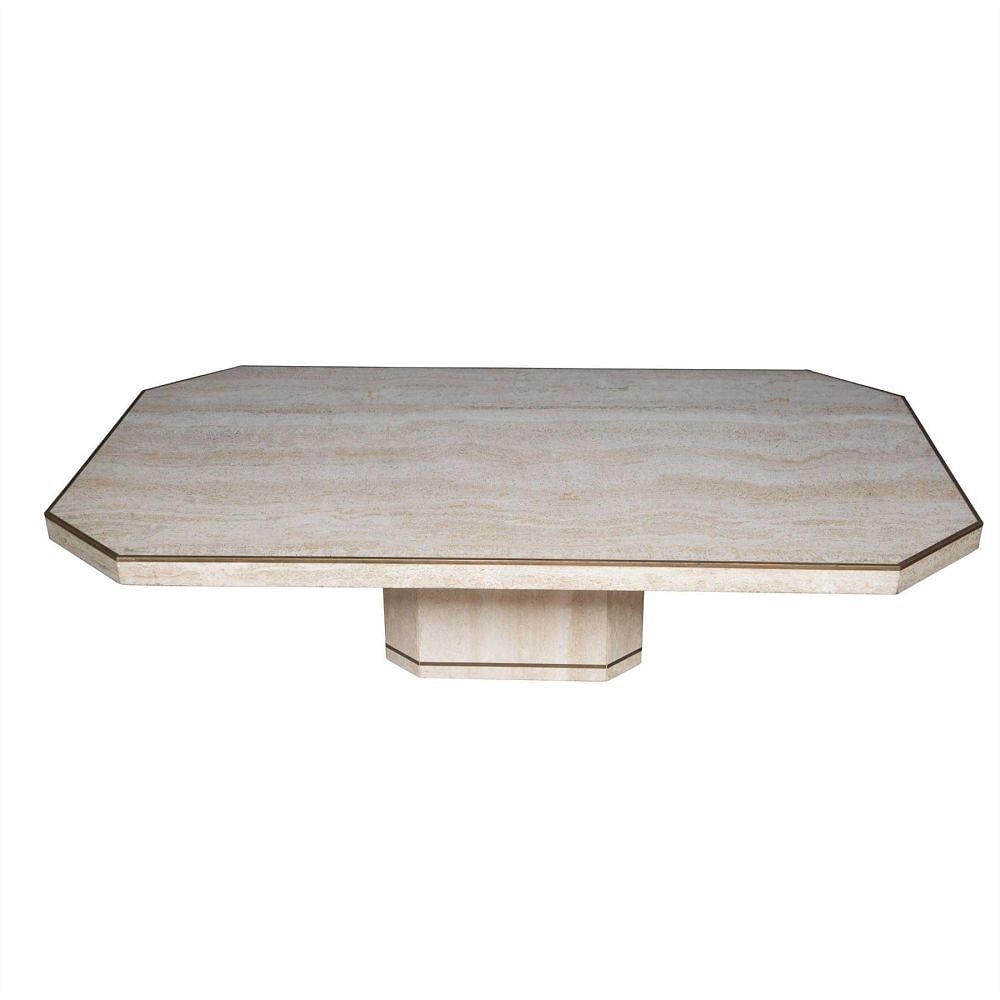 Willy Rizzo Travertine Coffee Table and Side Tables CT5355973