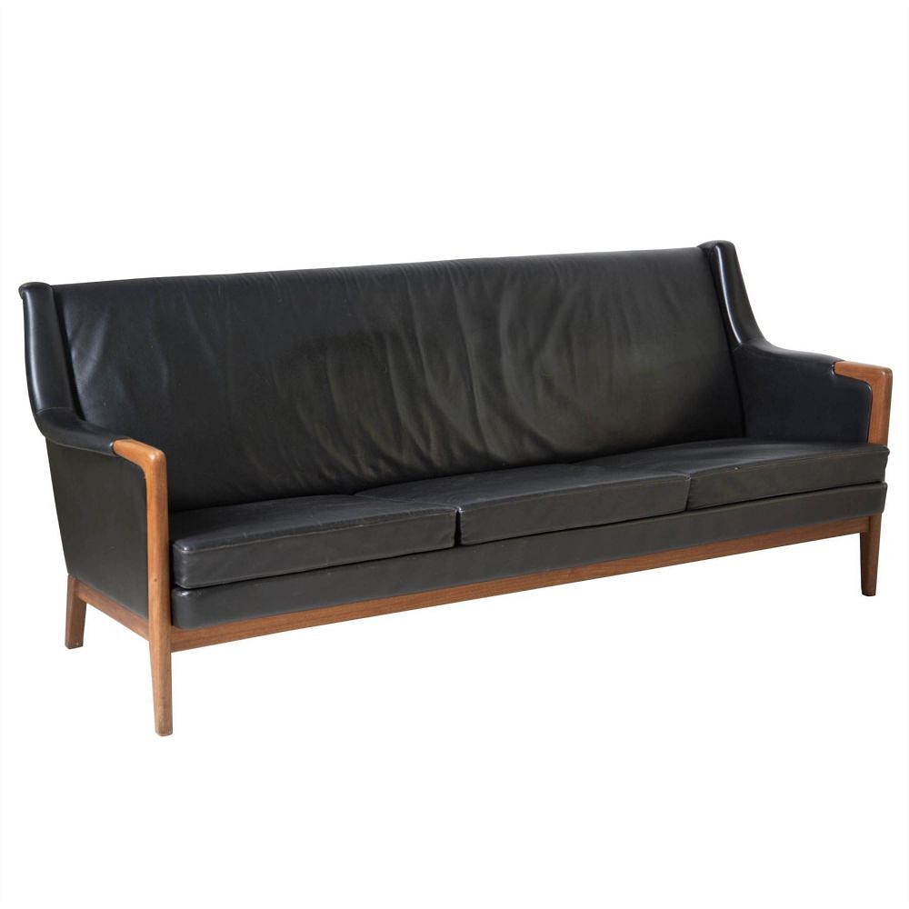 1970s Danish Leather Sofa SB053680