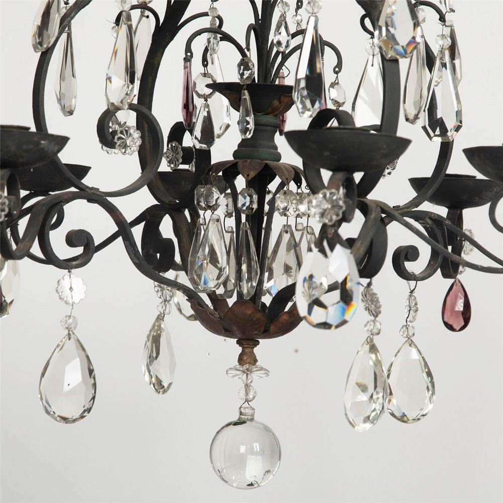 French Iron and Crystal Chandelier LC1561855