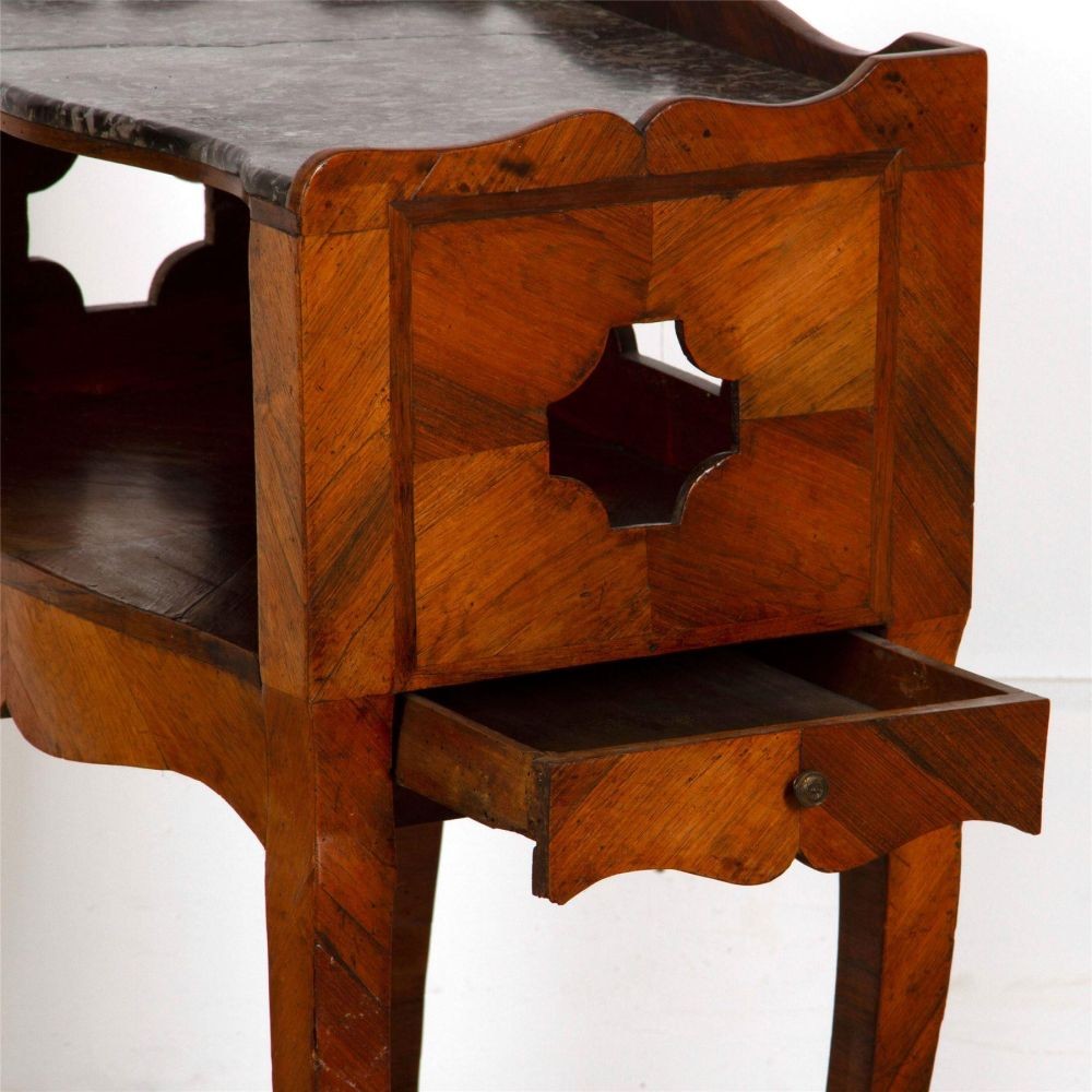French Grey Marble Topped Bedside Table BD287299