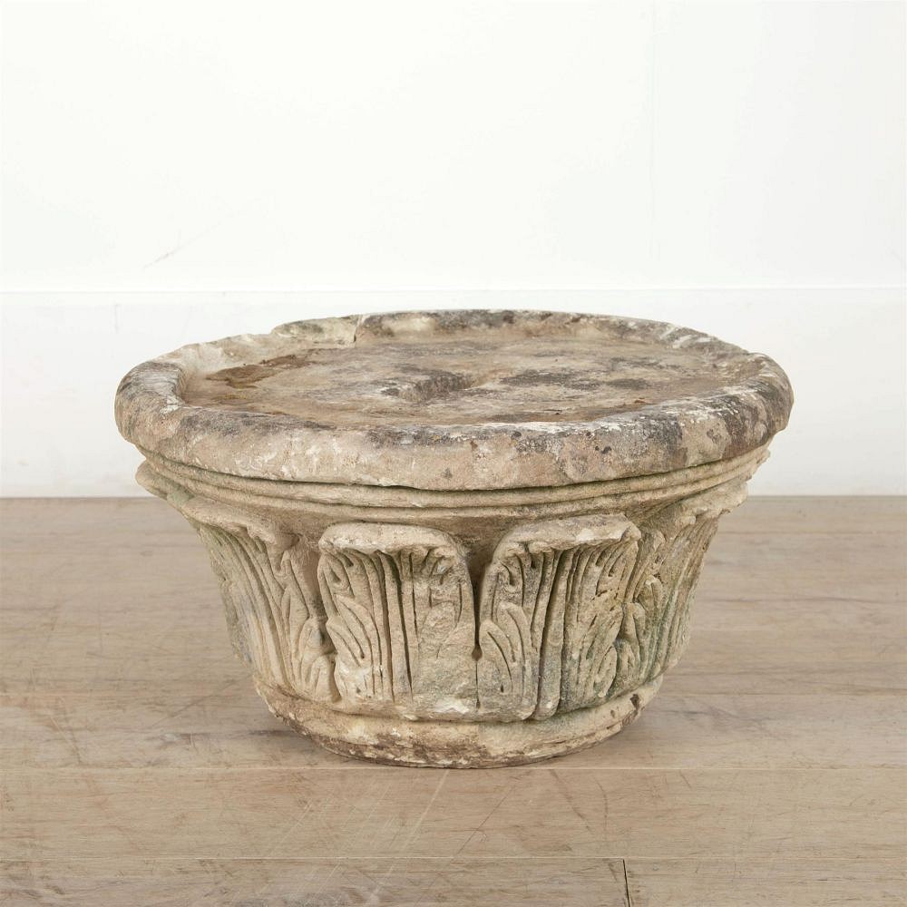 18th Century Carved Caen Stone Capital GA0961583