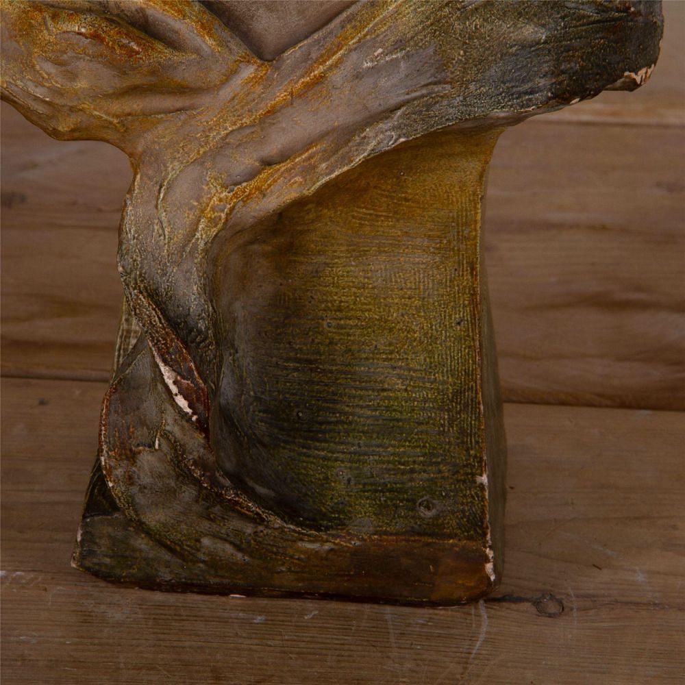 Italian Art Nouveau Painted Terracotta Bust By Richard Aurili DA62521