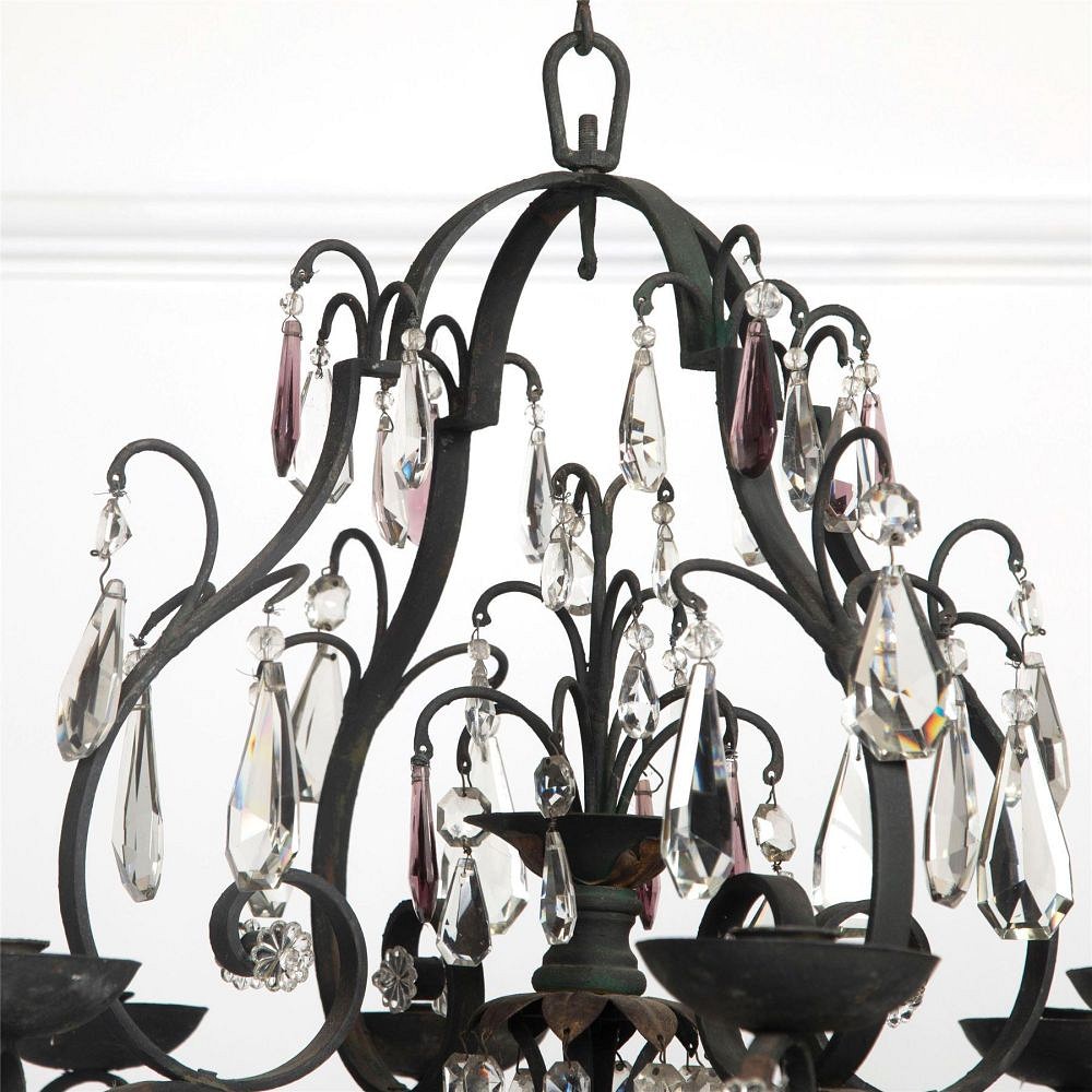 French Iron and Crystal Chandelier LC1561855