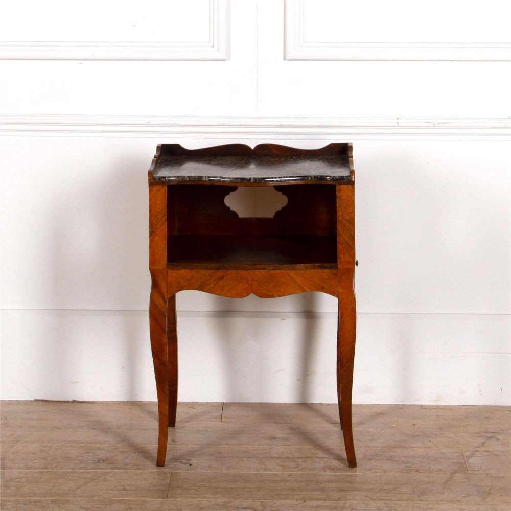 French Grey Marble Topped Bedside Table BD287299