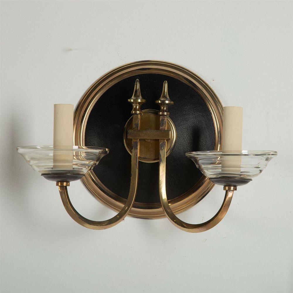 Leather and Brass Wall Sconces LW2161391