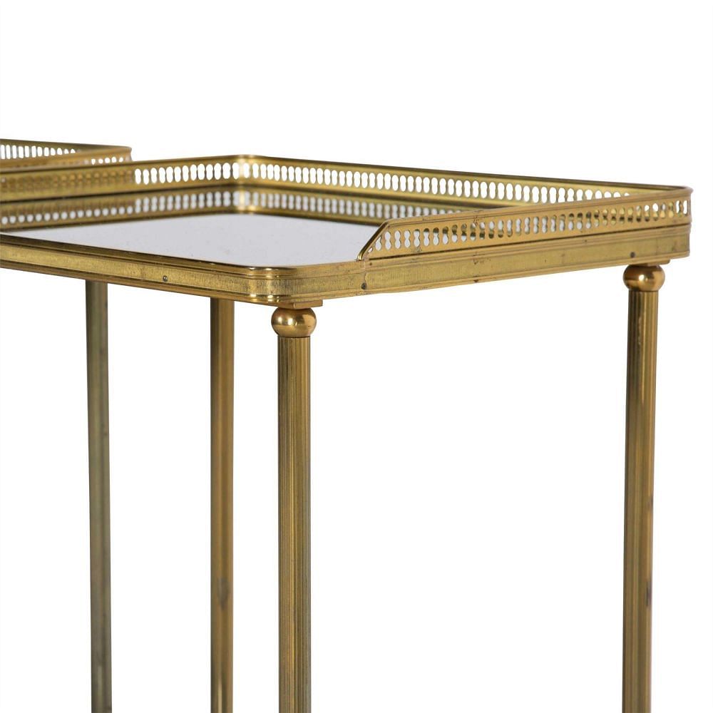 Pair of Mid Century Brass, Satinwood and Mahogany Side Tables TS354728
