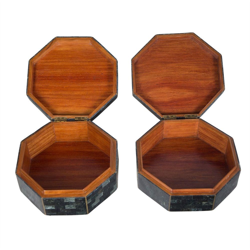 Pair of Tessellated Stone and Brass Boxes DA3057029