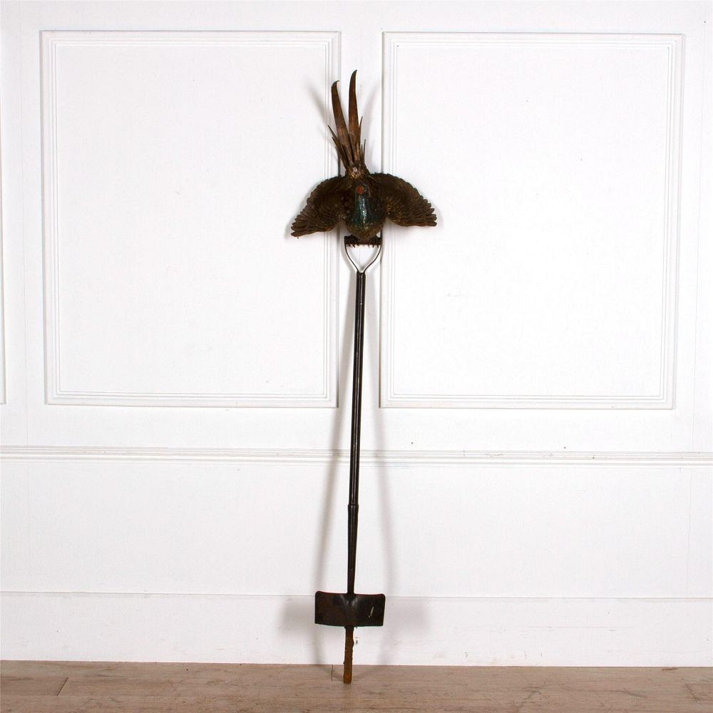 Contemporary Pheasant On A Spade Sculpture GA287286