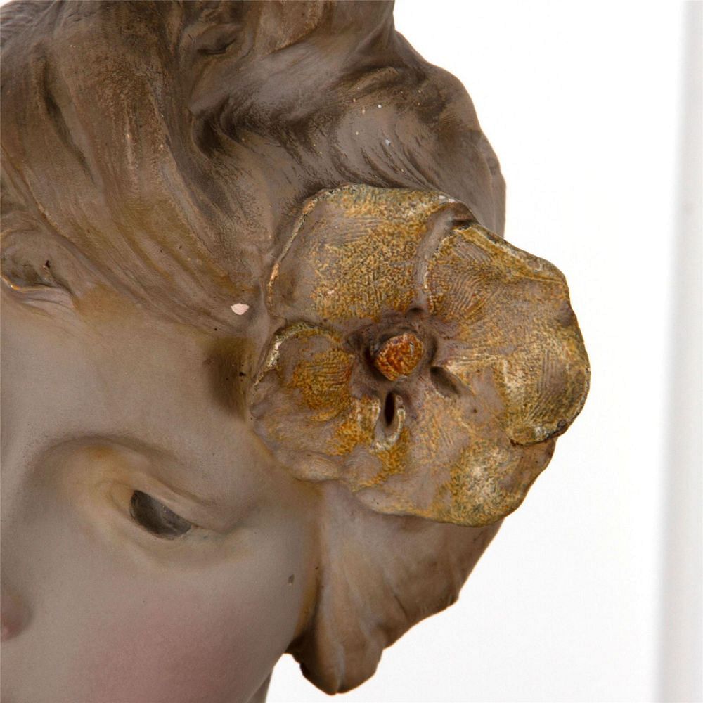 Italian Art Nouveau Painted Terracotta Bust By Richard Aurili DA62521