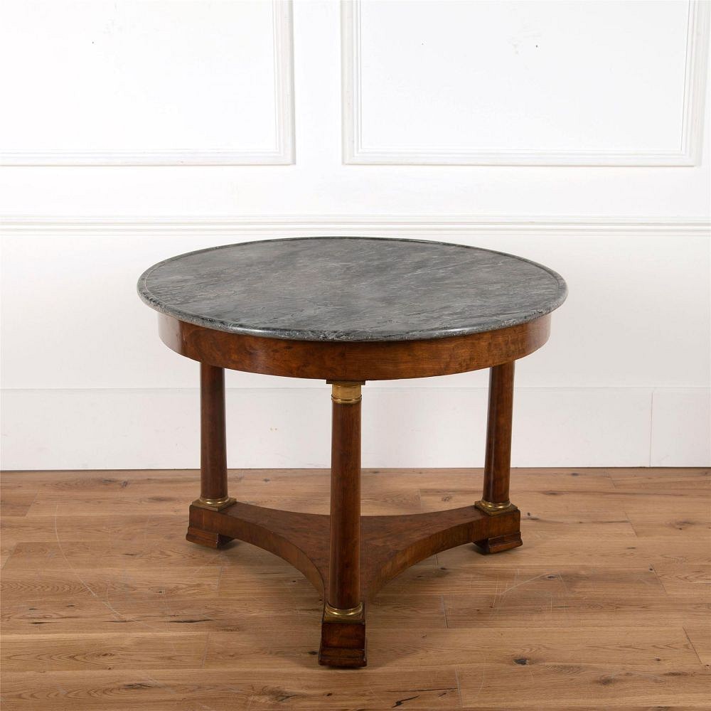 Large 19th Century French Mahogany Gueridon with Marble Top TC0161984