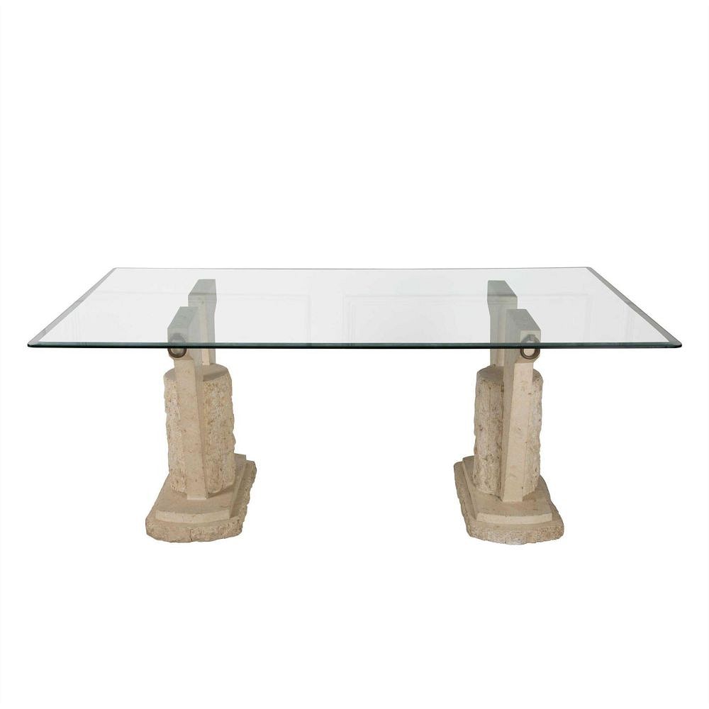 Travertine and Glass Centre Table TC9060449