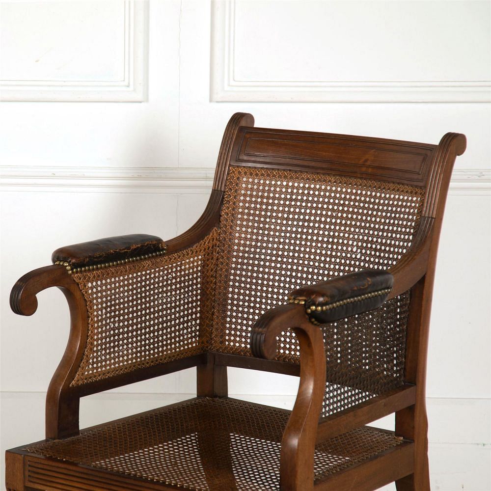 Regency Cane Bergere Chair with Leather Pads CH287363