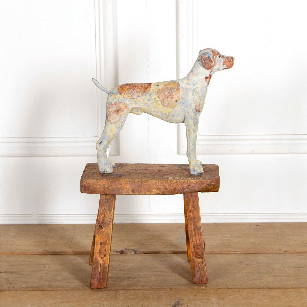 Sculpted Dog Statue On A Wooden Base DA287304