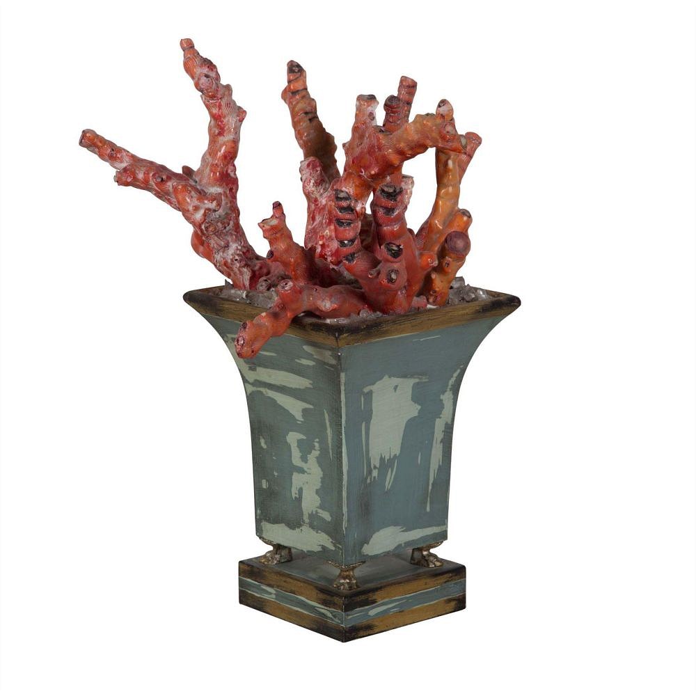Pair Red Bamboo Coral Planters DA289153
