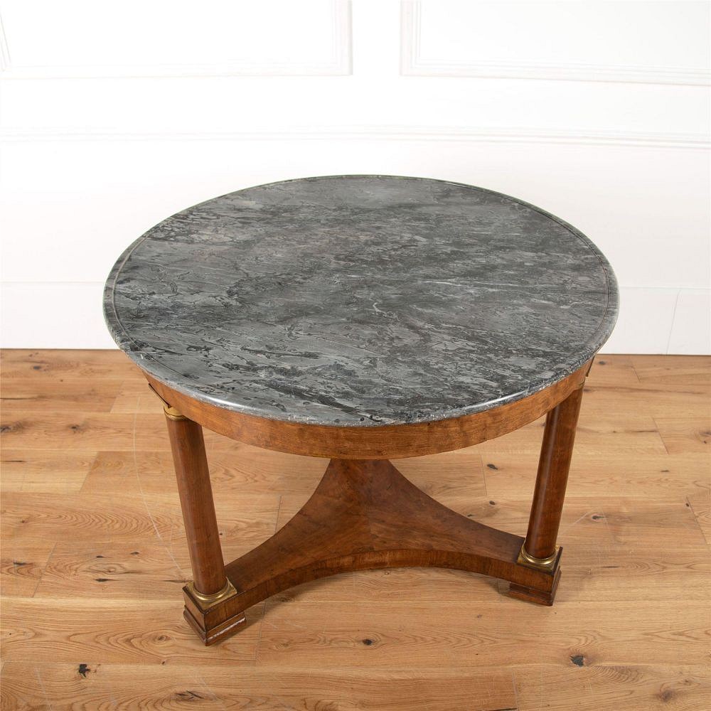 Large 19th Century French Mahogany Gueridon with Marble Top TC0161984