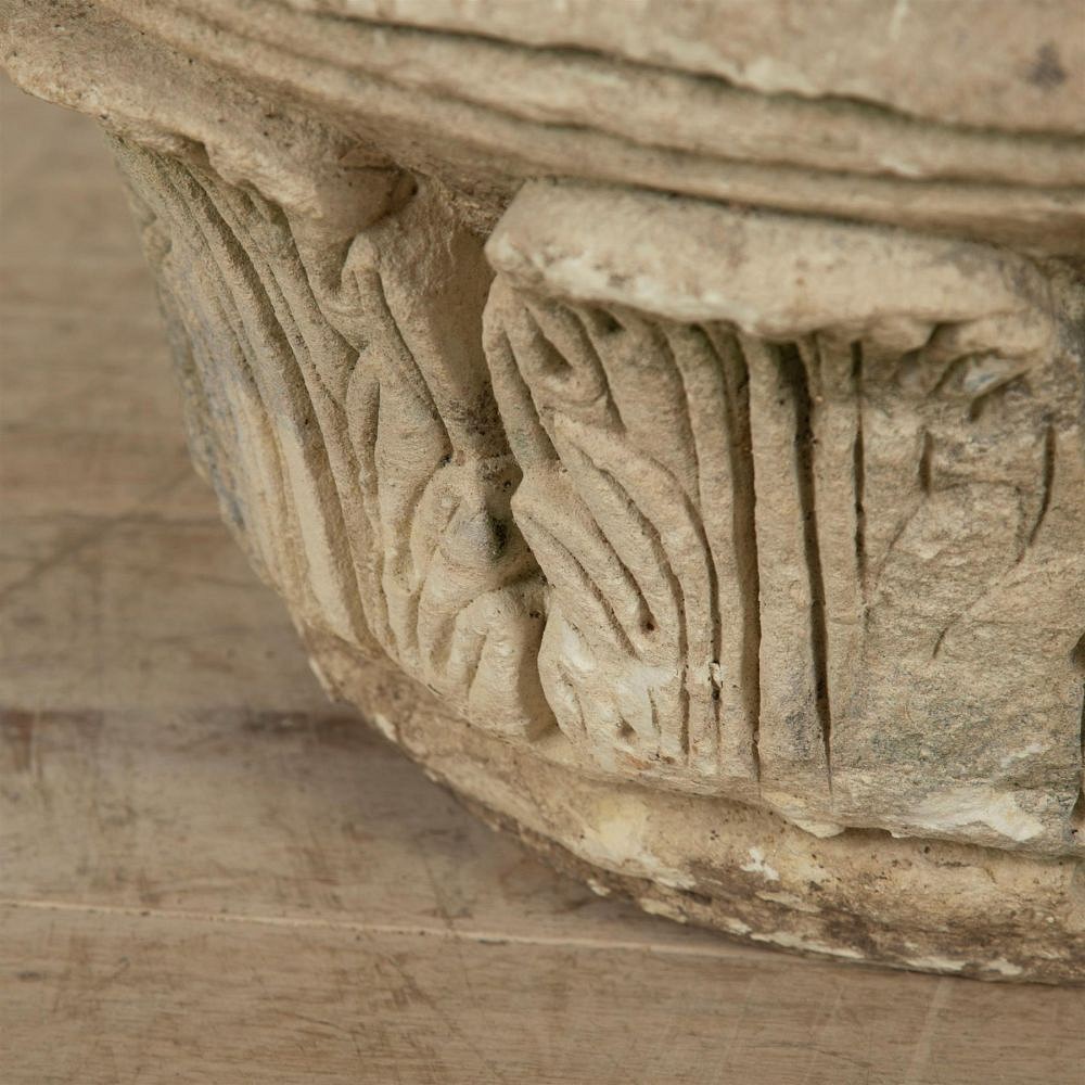 18th Century Carved Caen Stone Capital GA0961583