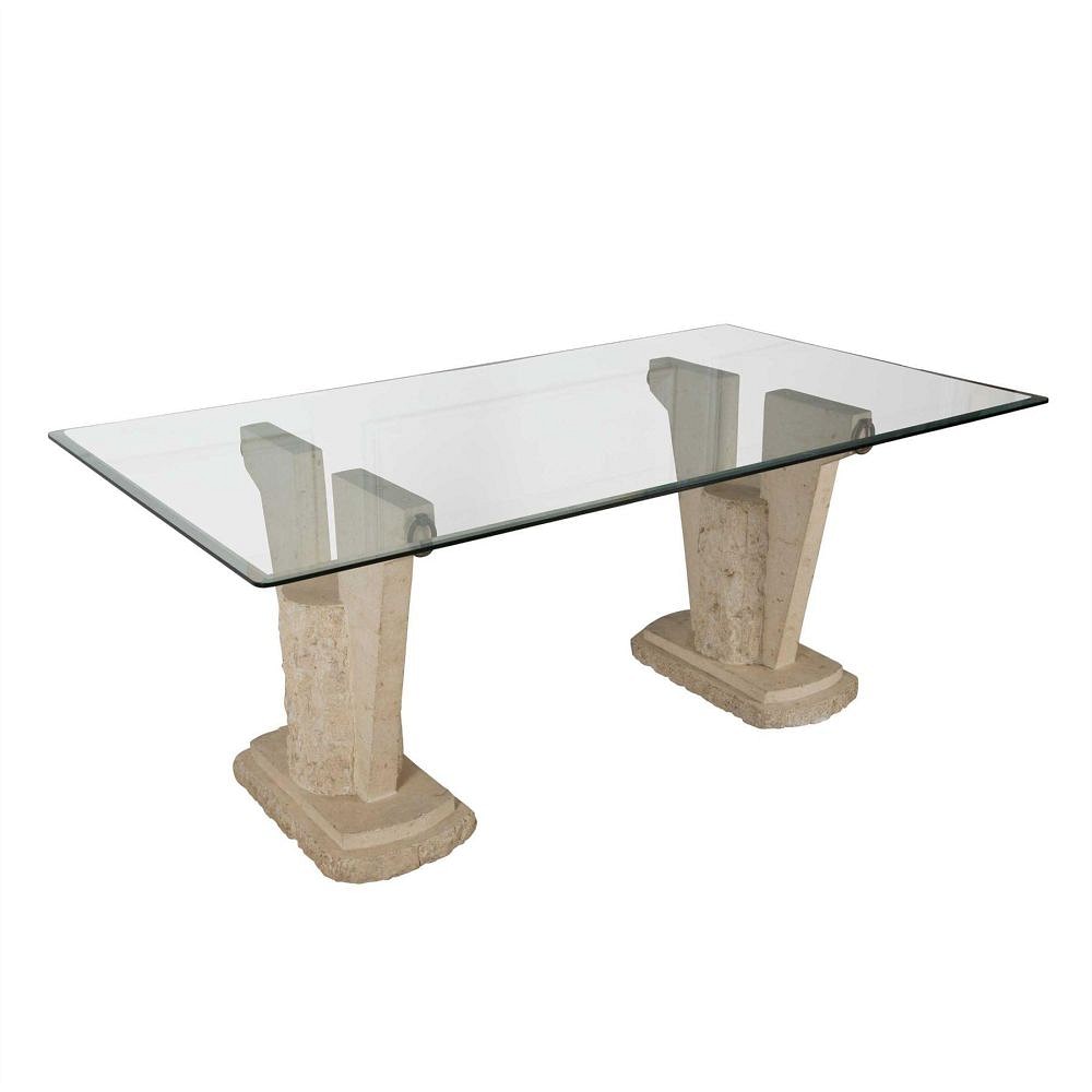 Travertine and Glass Centre Table TC9060449