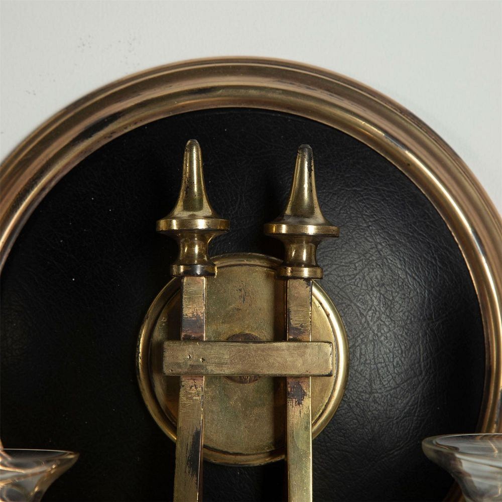 Leather and Brass Wall Sconces LW2161391