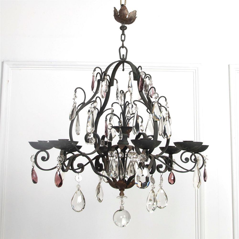 French Iron and Crystal Chandelier LC1561855