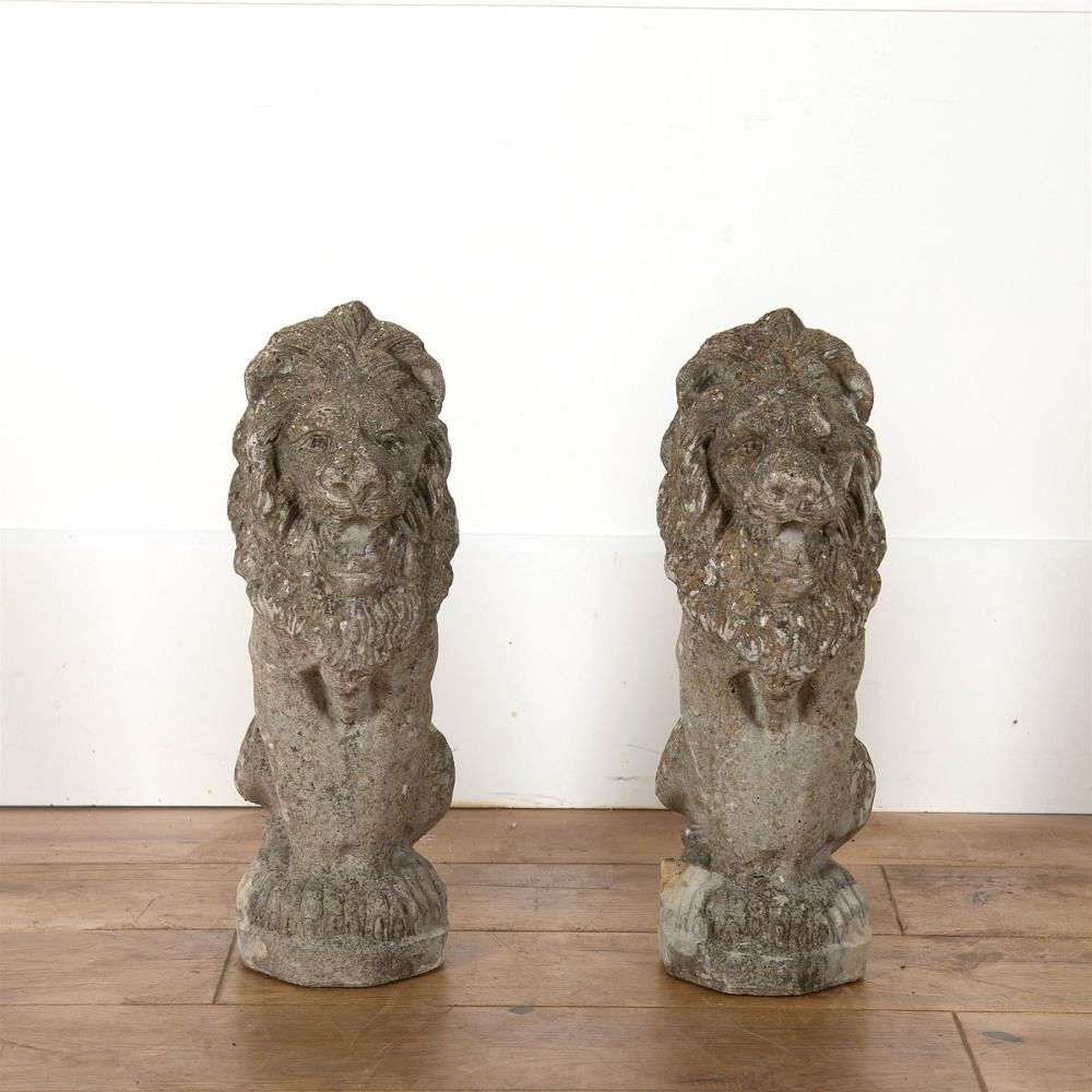 Pair Of Reconstituted Stone Lions GA4562676