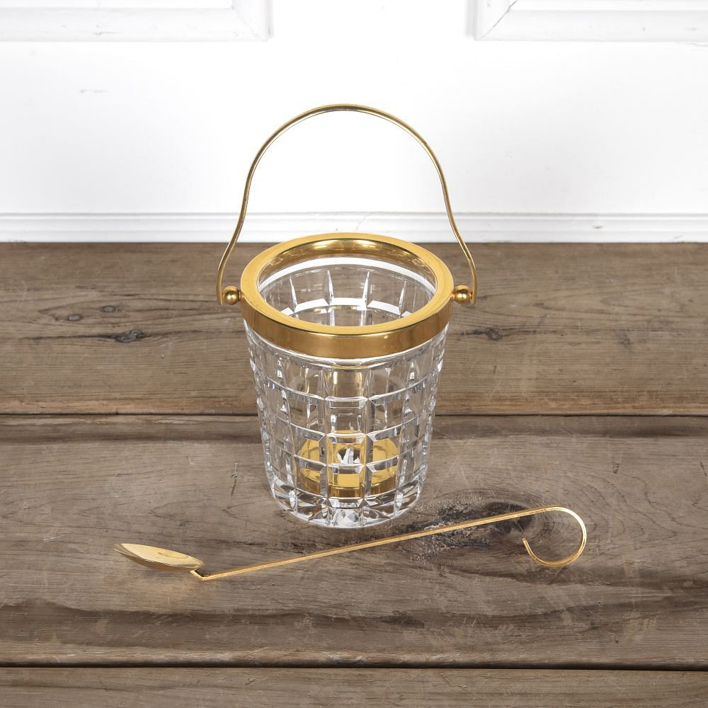 20th Century Val Saint Lambert Crystal Ice Bucket and Spoon DA5822439