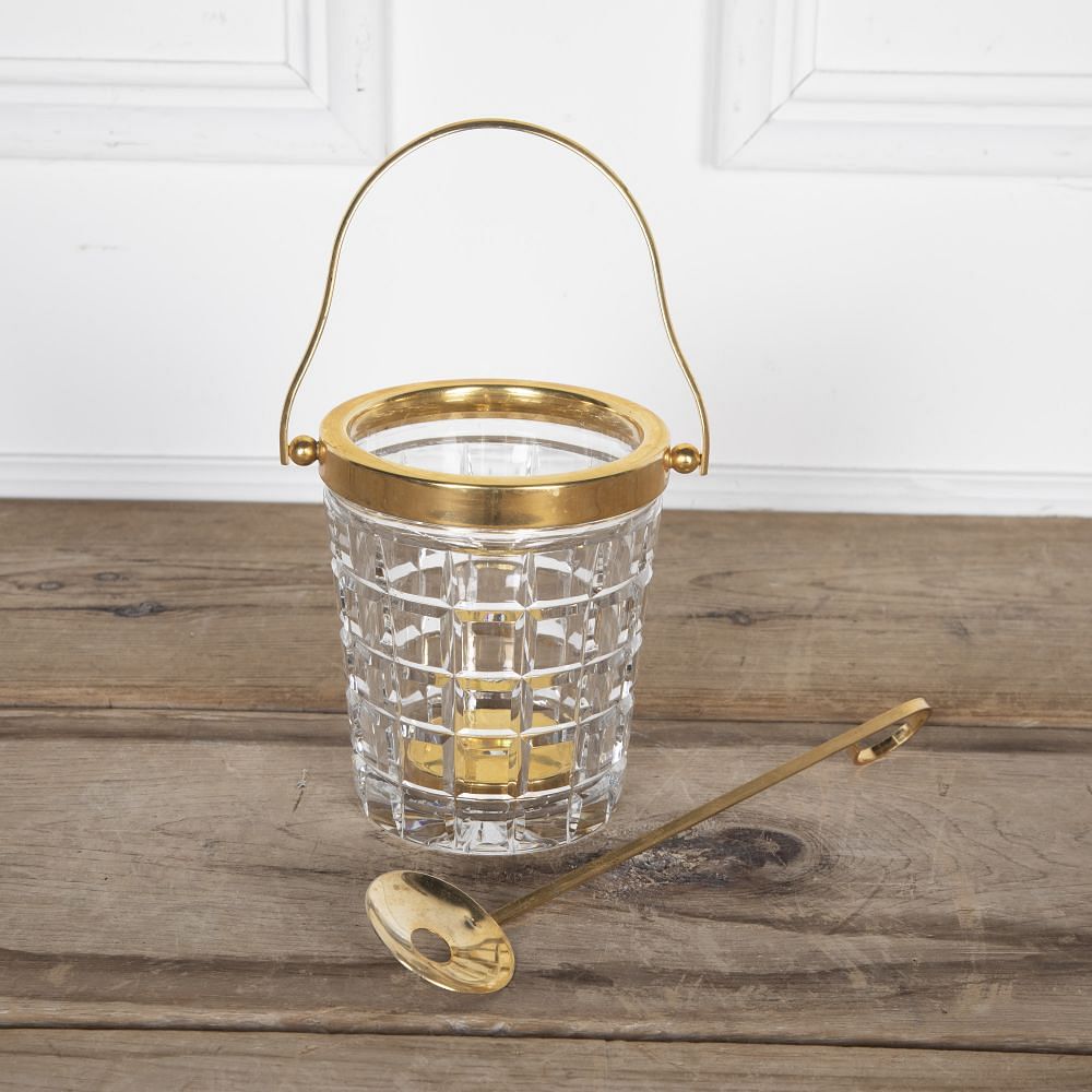 20th Century Val Saint Lambert Crystal Ice Bucket and Spoon DA5822439