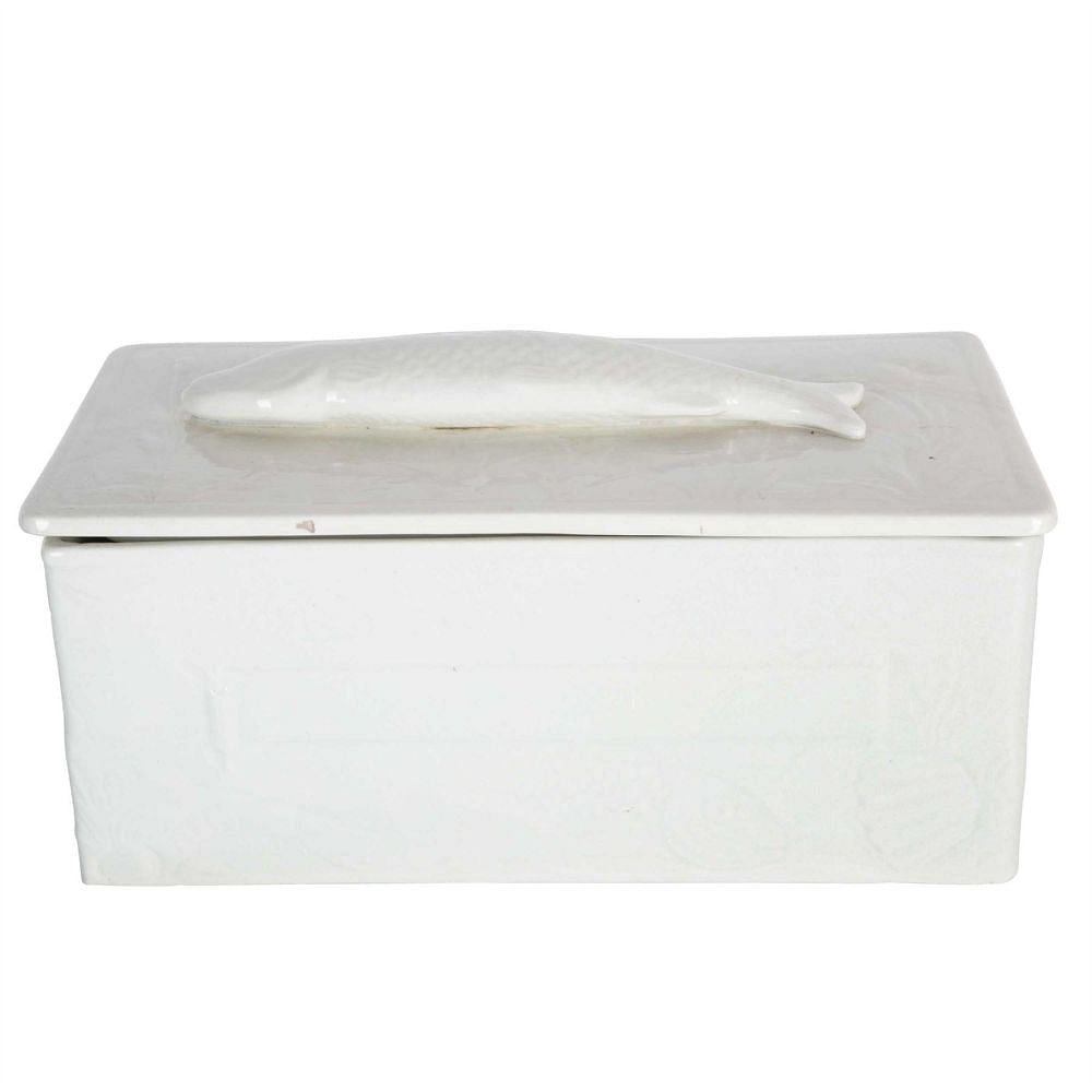 White Porcelain Fish Pate Tureen Lidded With Fish On Lid DA4458657