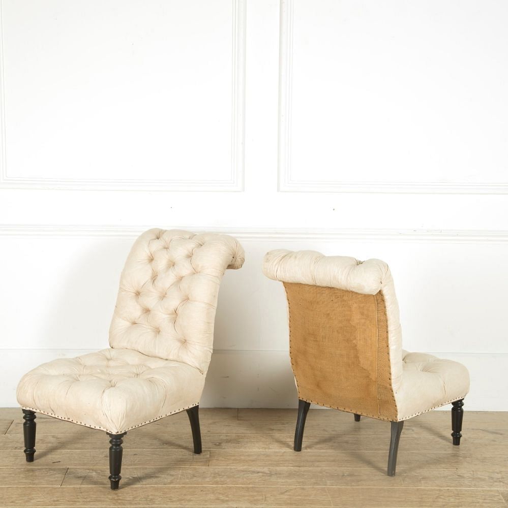 Pair of 19th Century Napoleon III Slipper Chairs CH2060578