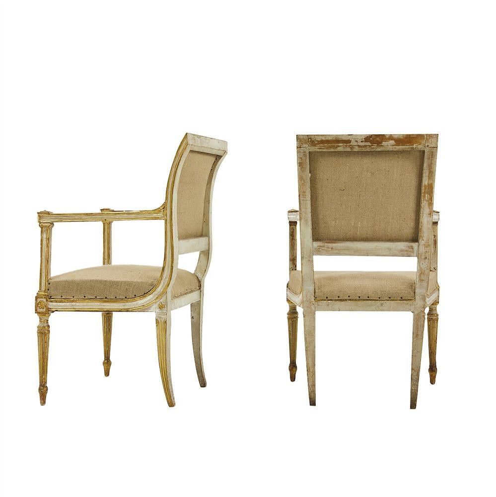 Pair of 18th Century Italian Painted & Gilt Armchairs CH0662263