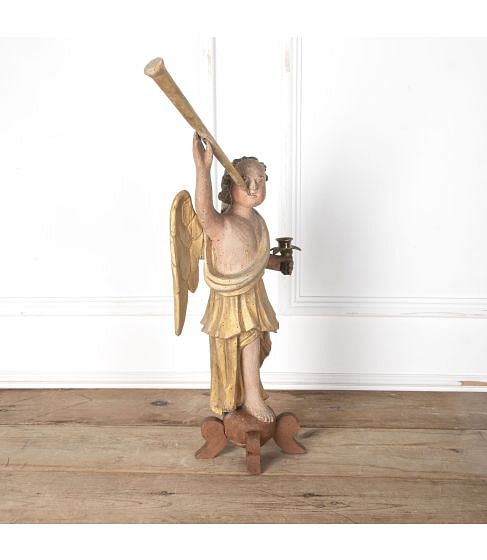 17th Century Carved Giltwood Heralding Angel