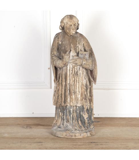 17th Century Carved Polychromed Saint